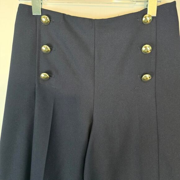 L.K. Bennett Martina Sailor Pant Crop Wide Leg Midnight Blue Size 6 NEW - Picture 3 of 9